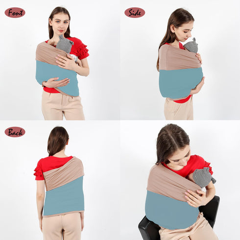 Kloovete 35 lbs. Baby Wrap Carrier, Perfect Baby Carrier Wrap Sling for Newborn and Infant up to (Steel Blue, M (S, M