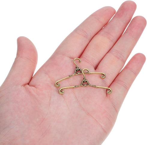 Ipetboom 24pcs 1.6In Miniature Clothes Hangers - Mini Doll House Garment Dress Up Metal Rack - Wire Outfit Holders