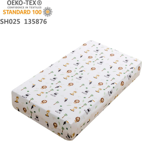 Set 3-Piece Set, Set Cokouchyi Safari Animal Crib Bedding for Baby Boys Girls, Baby Crib Bedding Standard Size Crib