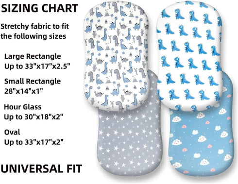 Jola's House 4 Pack Set Soft Baby Boy Sheets Dinosaur Star Cloud Soft Polyester Neutral Unisex Fitted Sheets for Baby