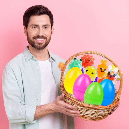 32 Pack Prefilled Easter Eggs with Squishy Toys Inside Bright Colorful Filled Squeeze Toys Great for Easter Basket
