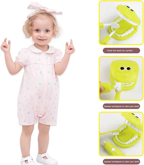 9Pcs/Set Dental Early Education Brushing Toys, Children Role Play Toy Crocodile Cartoon Tooth Brushing Model Preschool