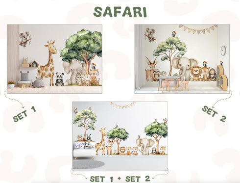 Generic (Set2) Safari Jungle Wall Stickers Safari Animals Wall Decals for Nursery Kids Room Wall Art Removable Vinyl