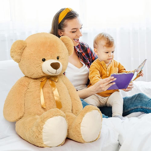 Tezituor 52'' Big Teddy Bear, Light Brown Giant Stuffed Animal Plush, Soft Gifts for Valentine, Christmas, Birthday.