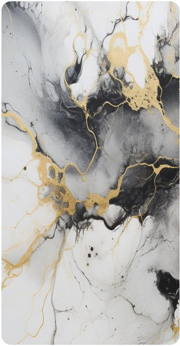 Bseiialft Black Gold White Marble Crib Sheets for Boys Girls Soft and Breathable