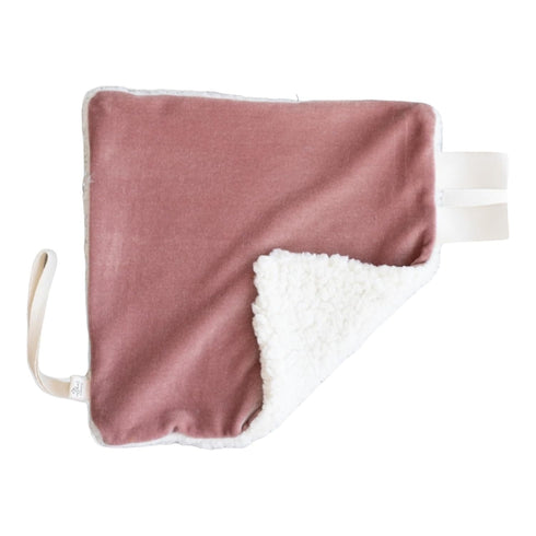 Homecrafted Plush Mini Blanket Baby Pacifier Holder (Dusty Mauve & Sherpa)