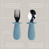 Ali+Oli Spoon & Fork Learning Set for Toddlers - Powder Blue, BPA Free, Ergonomic Design for Self Feeding