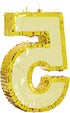 Gold Foil Number 5 Pinata for 5th Birthday Party Decorations, Centerpieces, Anniversary Celebrations (Small, 15.5 x