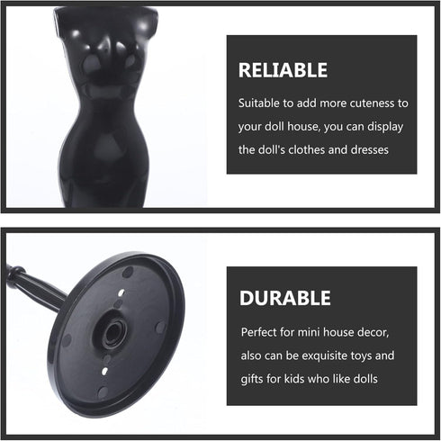 Doll Cloth Form 6Pcs Mannequin Dress Display Stand for Doll Clothes, Black Plastic Mini Gown Holder