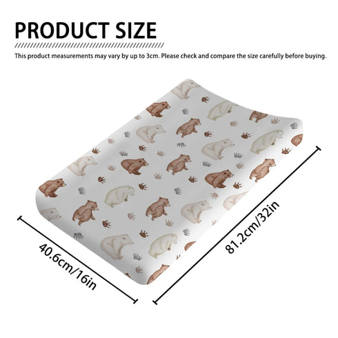 Cute Woodland Bear and Paws Changing Pad Cover Cartoon Bear Changing Table Cover for Baby Boys Girls Ultra Soft Breathable Stretchy Snug Fitted Baby Changing Pad Covers 32''x16''