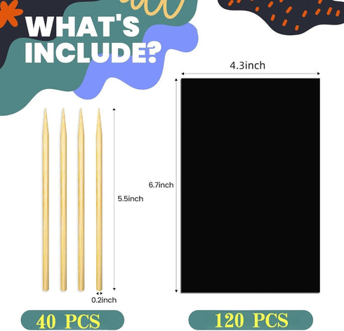 Cityrosy 160 Sets 3-12 Rainbow Scratch Paper for Kids: Pcs Scratch Art for Kids Arts and Crafts Birthday Gifts