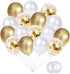 Gold Pearl White Gold Confetti Balloons Set (60 Pack), 12 Inch Latex Glitter Balloons for Birthday, Wedding, Baby
