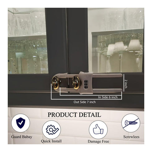 Premium Child-Proof Safety Bundle: 6 Adjustable Sliding Cabinet Door Code Locks & 2 Fridge Freezer Lock Latch Sets