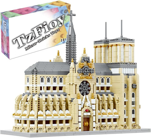 TzFioy Notre Dame de Paris Micro Brick Building Set (2908 Pieces) Landmark Model