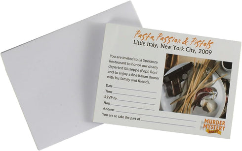 Murder Mystery Party, Pasta, Passion & Pistols - Host Your Own Italian Restaurant Murder Mystery Dinner