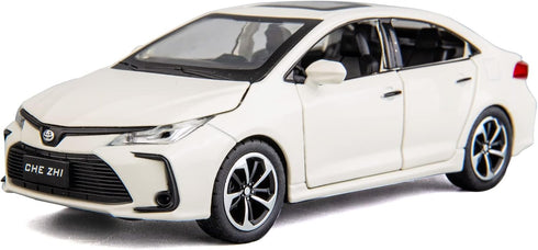 BDTCTK Compatible 1:32 Corolla Model Car, Zinc Alloy Pull Back Toy Car with Sound and Light for Kids, White