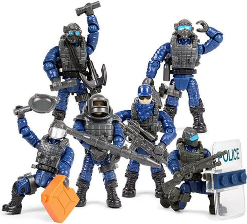 8 PCS Building Block City Policeman Action Mini-Figures with Military Weapons Accessories, SWAT Model Toys for Boys