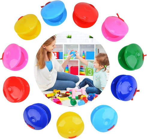 24Pcs Kids Percussion Instrument Finger Castanets, B bangcool Castanets Creative Musical Instrument for Kids Percussion