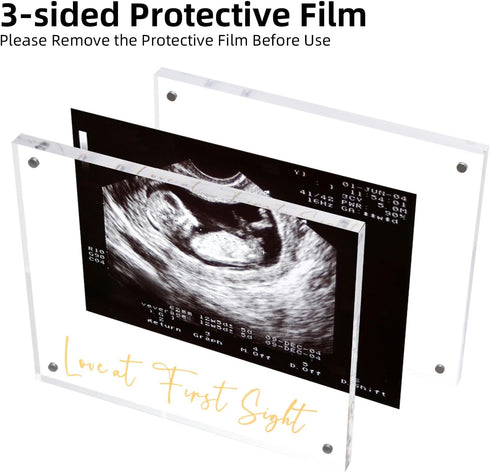 DEYIXUN Acrylic Ultrasound Picture Frame, Bright Photo Frame, Sonogram Love at First Sight Baby Keepsake Baby