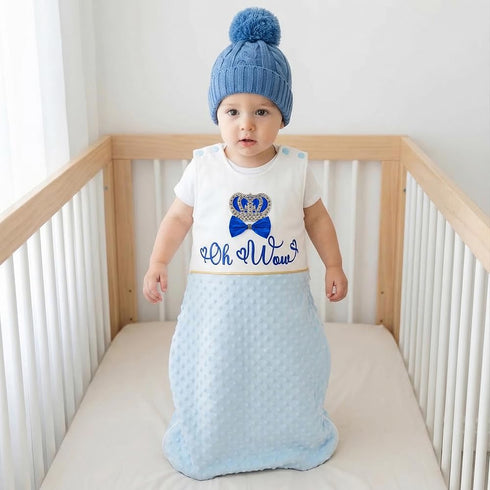 0-12 Bella's Giftshop Soft Minky Fleece Baby Sleep Sack with Diamante Crown and Bow, Month Baby Sleeping Bag Wearable