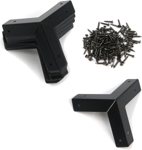 T Tulead Light Duty L Shape Iron Corner Protectors, Decorative Black Corner Protectors Edge Guard, 20PCS with Mounting