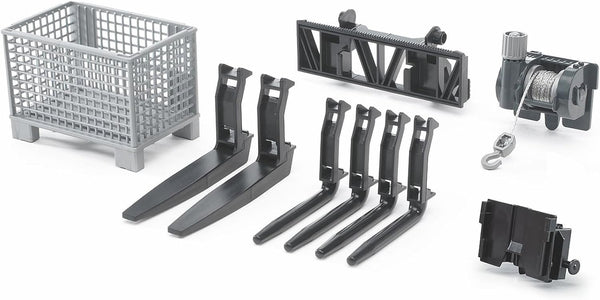 Bruder 02318 Accessories for Front Loader: Box-Type Pallet, Winch and Forks