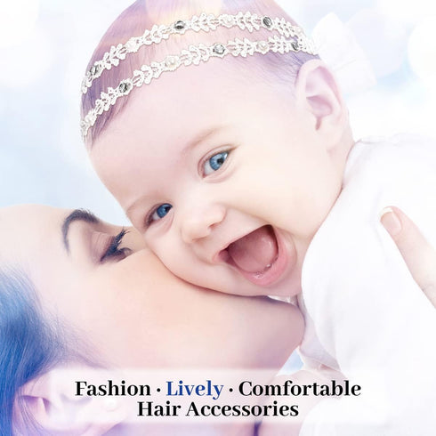 DANMY Baby Girl Super Elastic Headband, Cotton Lace Toddler Hair Band, Infant Soft Turban Set
