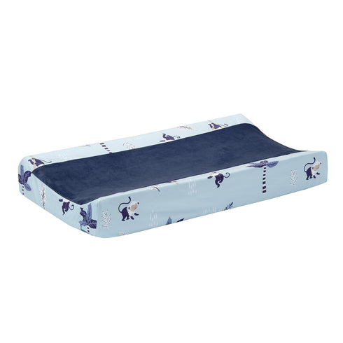 Blue Monkey and Palm Tree Changing Pad Cover for Jungle Party