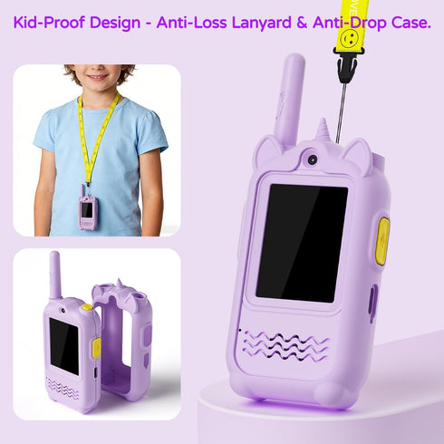 ILIHOME 2 Pack 3-12 Video Walkie Talkies for Kids, Kids Walkie Talkies Video Intercom for Age Year Old Boys Girls