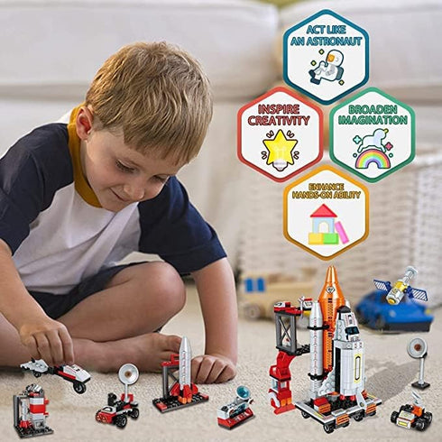 Space Exploration Shuttle Toys, 12-in-1 STEM Aerospace Building Kit for Boys 6-12 Years Old, 566 PCS