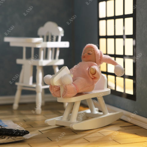 iLAND Miniature Dollhouse Furniture and Accessories, 1/12 Scale Nursery Furniture, Lovely 14pcs