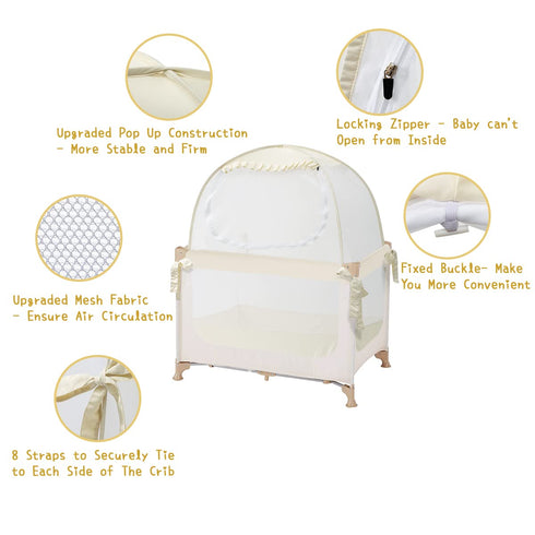 L RUNNZER Pack Pack Pop Up N Play Tent, Baby Net to Keep Toddler in, Mini Crib Canopy for and Play, See Through