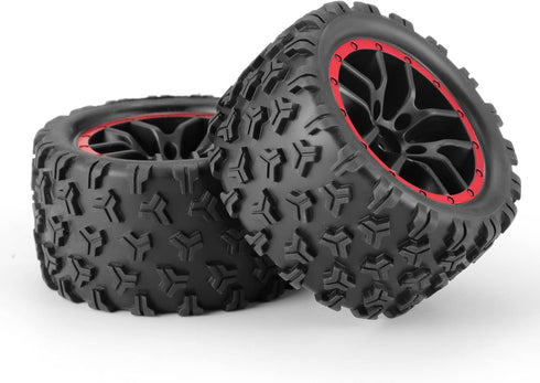 HAIBOXING RC Car Spare Parts Truck Wheels Complete(Front/Rear) 2pcs, TPR Materialized Off-Road Knobby Tires Apply to 18859A & 2021 New Version 18858 &18859 M1820T by HAIBOXING