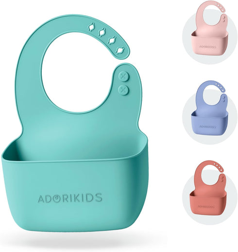 ADORIKIDS RideBib Silicone Vomit Bib with Extra-Deep Pocket for Motion Sickness Relief During