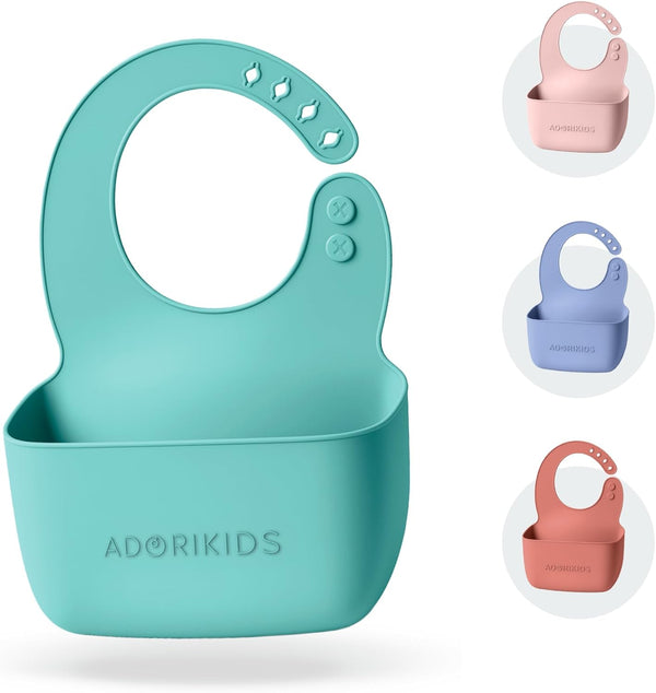ADORIKIDS RideBib Silicone Vomit Bib with Extra-Deep Pocket for Motion Sickness Relief During