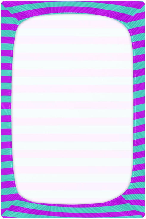 Pigsaly 27x39 Inch Crib Sheets Turquoise Purple Stripe Baby Sheet for Standard Crib Mattress Boys Girls Toddler Bed