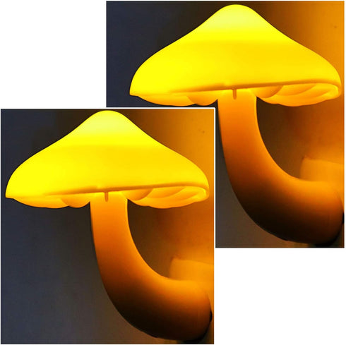AUSAYE 2 Pack Mushroom Night Light Plug-in Lamp, LED Lights for Bedroom, Bathroom, and Hallway Decor