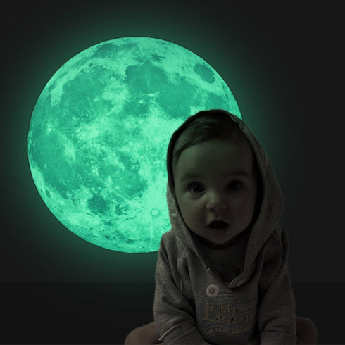 Glow in The Dark Moon Wall Decals, 11.8 Inch Luminous Sticker, Perfect Ceiling or Wall Decor for Kids' Bedroom