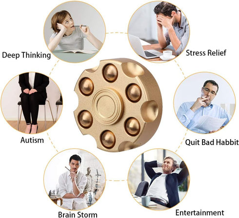 Alloy Metal Fidget Spinners Toy - Cool Sensory Handheld Finger Spinner for Stress Relief, Gold