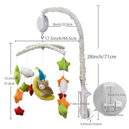 35 Pack HLLEDUO Crib Mobile for Boys or Girls - Baby Crib Mobile with Lullaby Music Rotating Auto-Shutoff