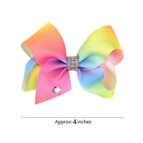 Baby Girls Hair Clips Rainbow Ribbon Hair Bows Colorful 4 Inch Pride Hair Accessories for Toddlers (Pink)