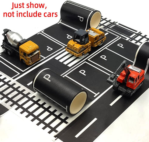Play Road Tape for Toy Cars Trains 6-Pack, Black Car Track Tape, No Residue for Kids Gift (TAPE6)