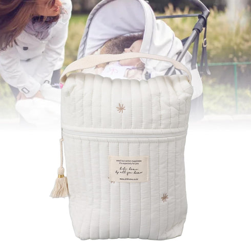 Cotton Travel Diaper Bag with Stroller Attachment - Ideal for Busy Parents