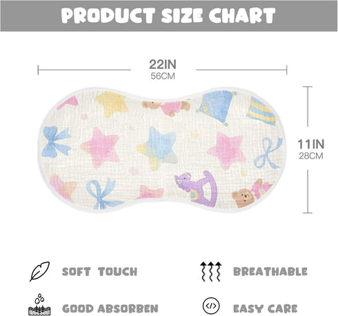 tplaotee 22x11in Cute Colorful Star-Shaped Wooden Horse Bear Cotton burping Cloth Easy Care Baby wash Cloth
