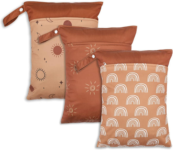 3 Pack Wet Dry Bags for Baby Diapers&Breast Pump Parts, Waterproof Reusable