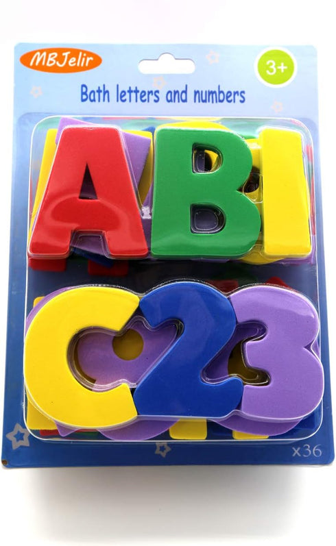 Bath Foam Toys Stick Letters and Numbers, 36pcs Floating Waterproof Bathroom Alphabet Toys, Educational Bathtub Toy