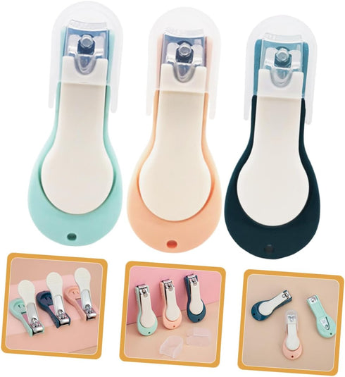 JUMPLAWN 3pcs Set Trimmer Baby Nail Clippers Cute Silicone Nail for Infants Toddlers Safe Newborn Grooming Kit