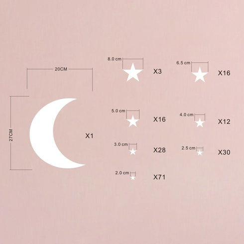 Moon and Stars Wall Decal Vinyl Sticker for Kids Room Decoration - Good Night Nursery Decor