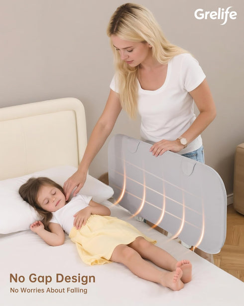 33" Grelife Portable Travel Bed Rail for Toddlers (Compact), Fast Install, Adjustable Height, Tall Toddler Bed Rails