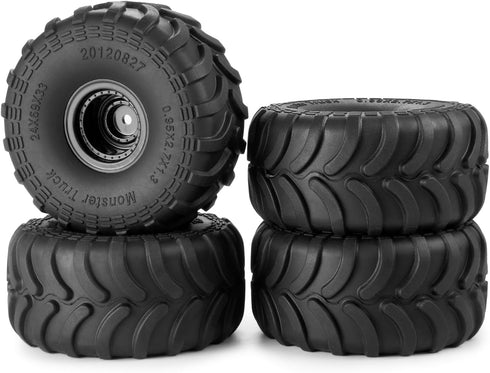 RCHUBAM 1.0" Wheel and Tire Set, 4Pcs 69mm * 33mm Large Sticky Crawler Tires with Wheels for 1/18 TRX4M 1/24 Scale RC
